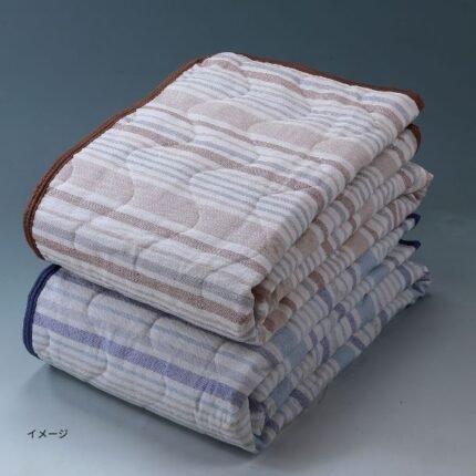 「ボーダー柄 しじら織り敷きパッド ベージュ」