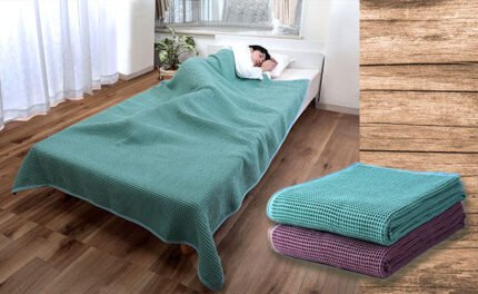 「ワッフル織ケット ダスティグリーン」